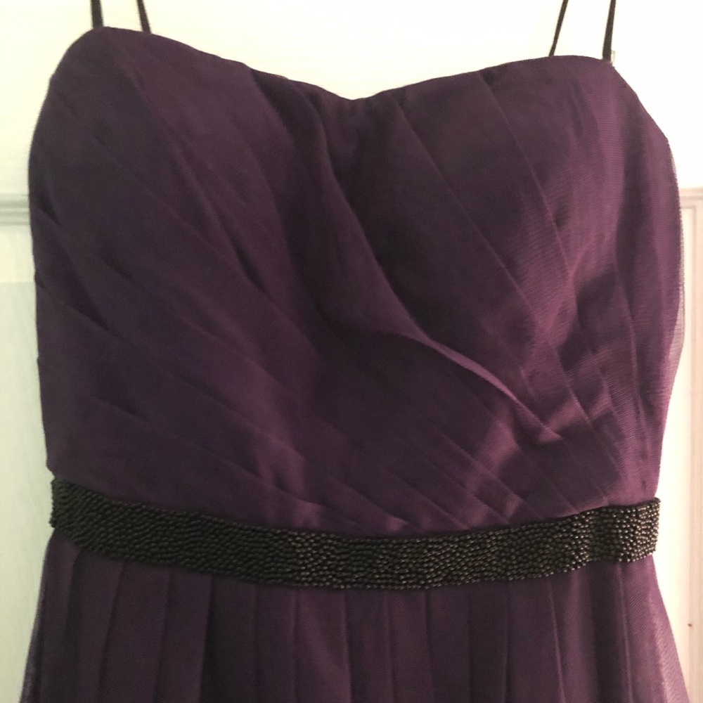 Strapless A-line purple tulle dress